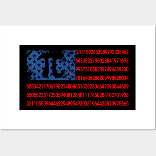 Pi Math American Flag Gift for Pi Day Math Lover Teacher Student Posters and Art